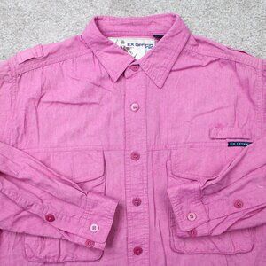 ExOfficio Shirt Mens Small Cotton/Nylon Vented Outdoor Hiking Long Sleeve Button